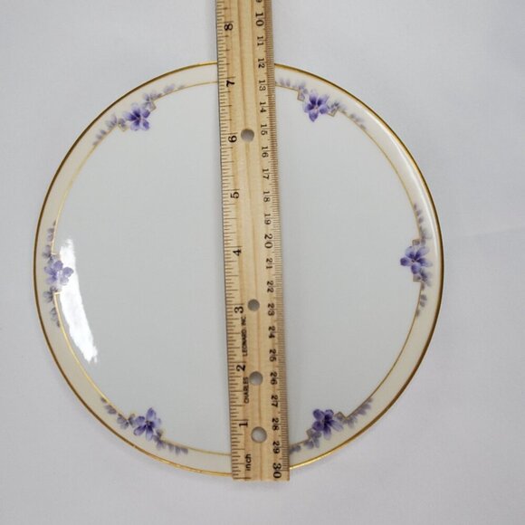 Antique Lucin Dwiht 1913 Porcelain Dinner Plate With Violet Floral & Gold Trim - Picture 2 of 11